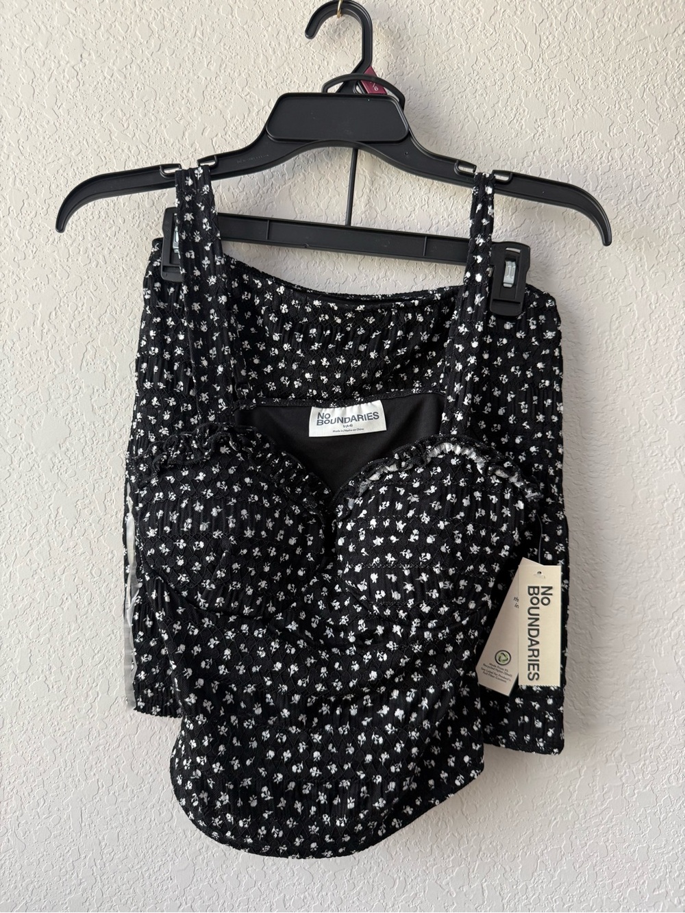 No Boundaries Black Floral Bustier‎ Tank Top and Skirt Set